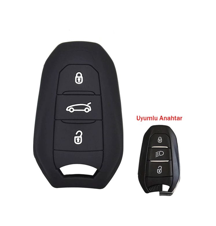 Mikasso ANH-KB-PNT15-PE-BLNC Peugeot 208 308 508 3008 5008 Uyumlu Silikon Oto Anahtar Kumanda Kabı Kılıf Siyah