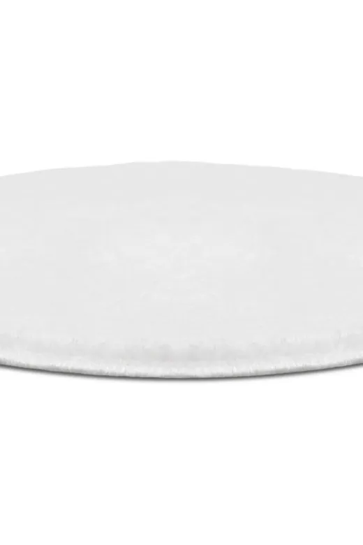 Minas Home -M1001B Yuvarlak Beyaz Puffy Peluş Post Halı Mns