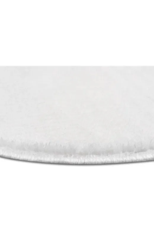 Minas Home -M1001B Yuvarlak Beyaz Puffy Peluş Post Halı Mns