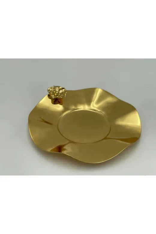 Mineli-Aşk atkcaytb12 Metal Gold Çiçek Detayli 6' Lı Çay Tabağı