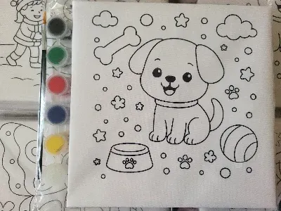 MİNİK KÖPEK 20X20 TUVAL BOYAMA SETİ