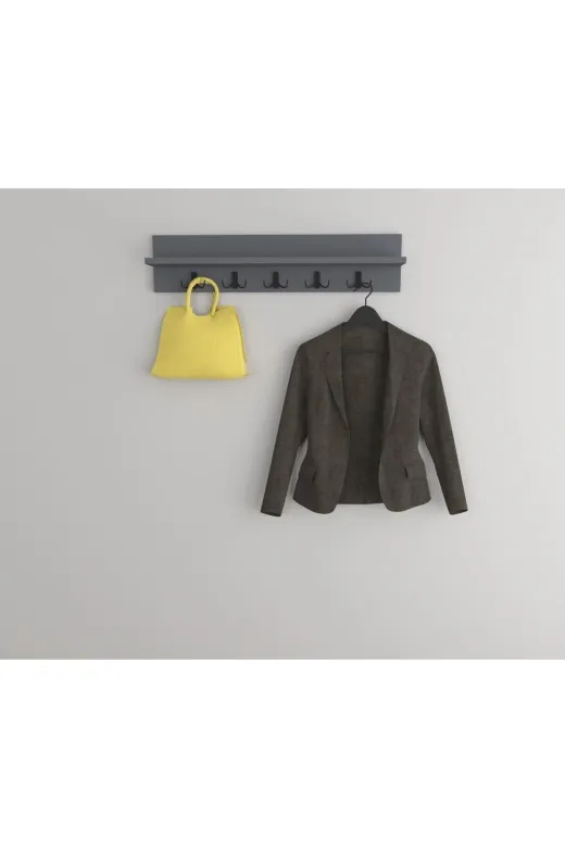 Mirobi Mrb-Ask-80cm-Dz Portmanto Elbise Askılığı, Duvar Askılığı, Antrasit, 80 Cm