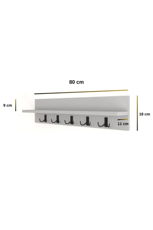 Mirobi Mrb-Ask-80cm-Dz Portmanto Elbise Askılığı, Duvar Askılığı, Antrasit, 80 Cm