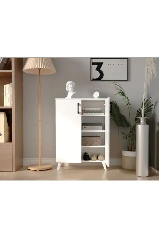 Mirobi MRB-CAMCL-2KAPL-DLP 2 Kapılı 4 Raflı Ayakkabılık Çok Amaçlı Dolap Mutfak Dolabı Banyo Dolabı Beyaz