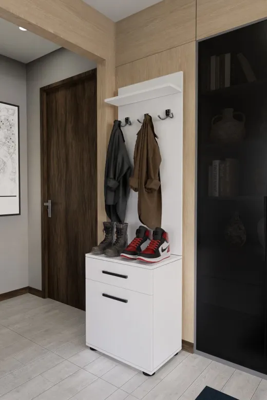 Mirobi MRB-DFN-PRT Defone Dekoratif Portmanto Vestiyer Beyaz