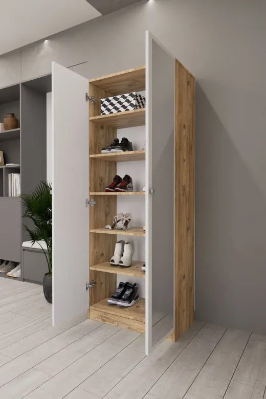 Mirobi MRB-LS-AYN-AYKBLK Lisa Boy Aynalı Çok Amaçlı Dolap Ayakkabılık Atlantik Çam Beyaz