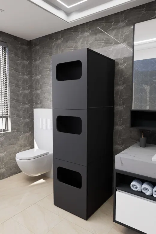 Mirobi MRB-LVN-BNY-KRL-SPT-DLB Lavina Banyo Kirli Sepetli Çamaşır Dolabı Antrasit