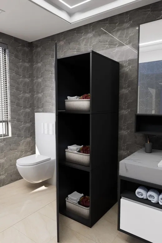Mirobi MRB-LVN-BNY-KRL-SPT-DLB Lavina Banyo Kirli Sepetli Çamaşır Dolabı Antrasit