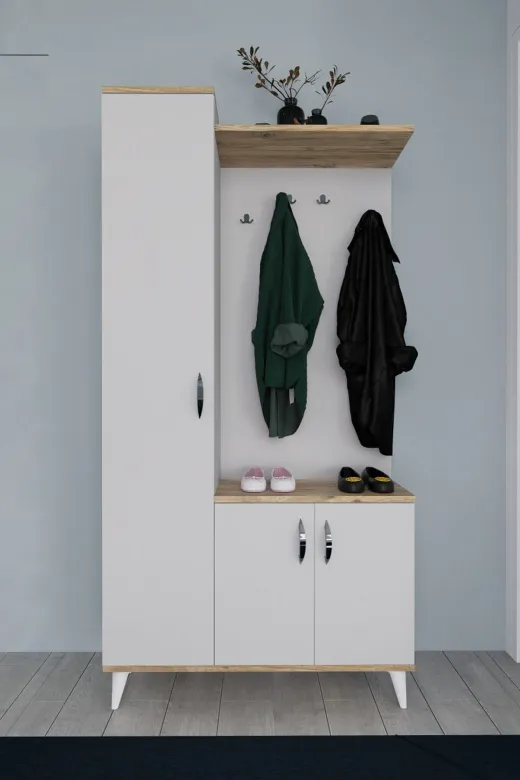 Mirobi MRB-PRT-MNTO-VST-3KPK Eko Portmanto Vestiyer Beyaz-Atlantik Çam