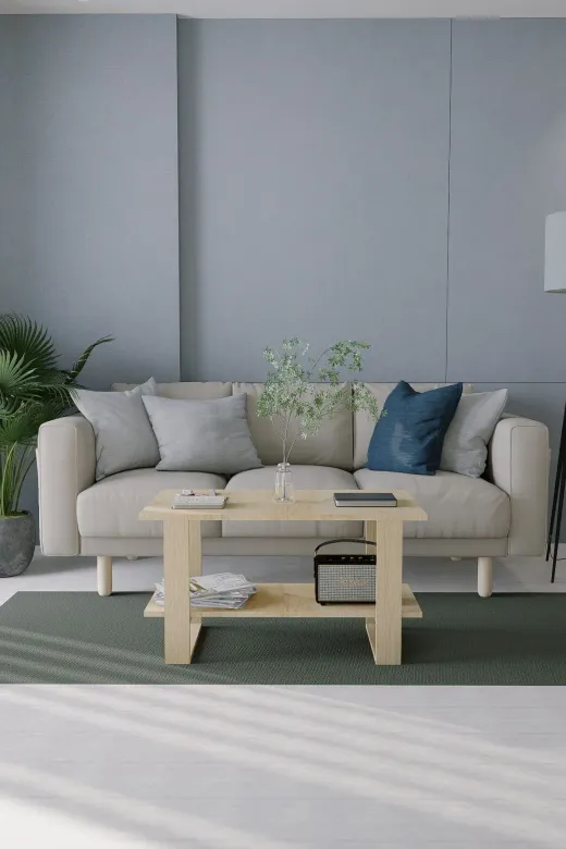 Mirobi Mrb-Shp-Indx-Ort-Dkdrt İndex Orta Sehpa, Ahşap Çam Renk, Dikdörtgen Salon Sehpası
