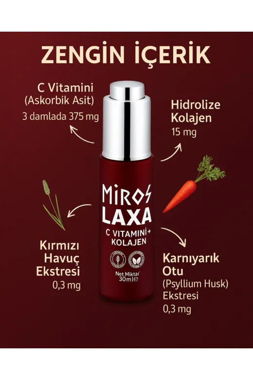 MİROS BİYOTEKNOLOJİ mrslaxa Miros Laxa | Bitkisel Destekli Sıvı Takviye - 30 Ml