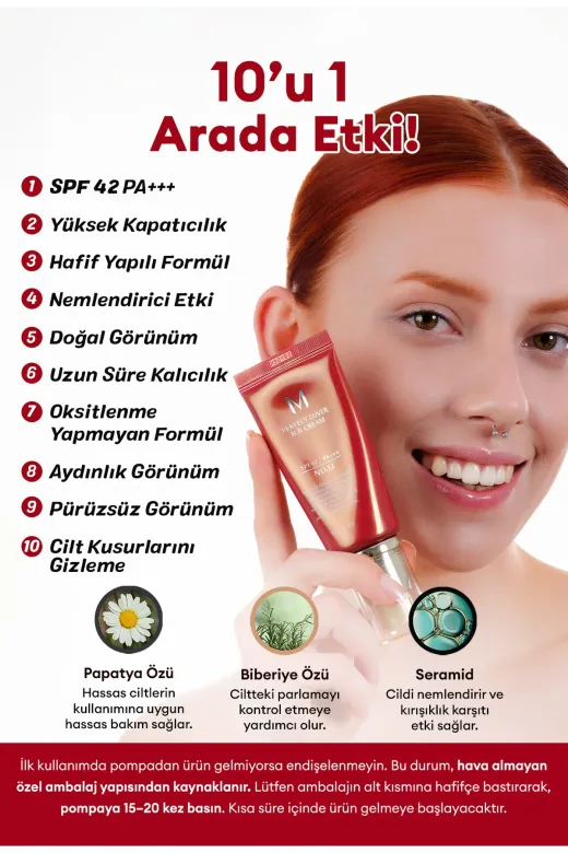 MISSHA  Mükemmel Kapatıcılık Sunan Çok Fonksiyonlu  M Perfect Cover BB Cream Ex SPF42/PA+++ No.13 (5