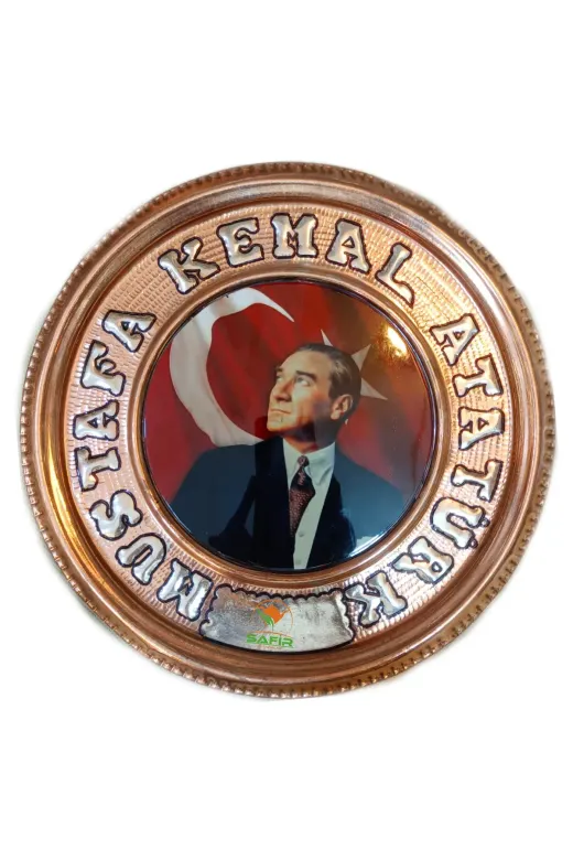 M.K.ATATÜRK 30 CM EBATLI Bakir Tablo M.k.atatürk Tablosu Özel Elişçiliği A++ Kaalite 30 Cm Ebatli Safir Çay Kazanlari
