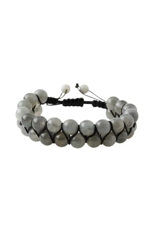 MMZ STORE PRA-8895437-9191 Labradorit 8Mm Çift Sıra Makrome Doğal Taş Bileklik