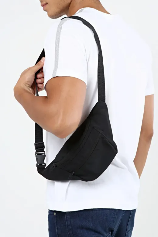 Moda West MW002 Su Geçirmez Kumaş Özellikli Askılı Çapraz Siyah Unisex Omuz Ve Bel Çantası