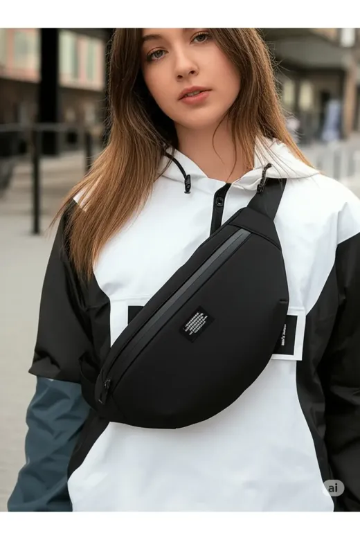Moda West MW039 Unisex Siyah Kışlık Su Geçirmez Kumaş Özellikli Bel Ve Omuz Çantası