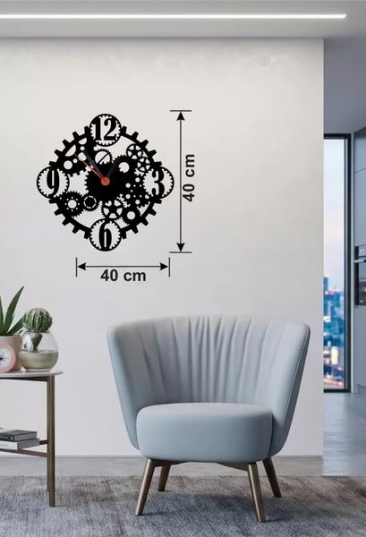 Modamizo MEYKTTB2235113418-BLMY Mey İthalat Mekanik Dişli Çark Tasarım Ahşap Duvar Saati - 40X40 Cm Steampunk Dekor