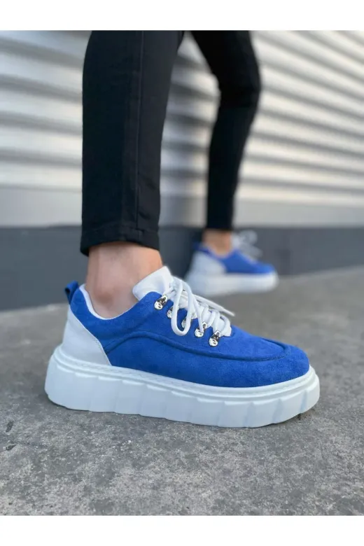 MODE STEP MSTPJY56098346213 Jy010 Cloud Bağcıklı Süet Erkek Günlük Sneaker Ayakkabı Sbt Mavi/beyaz