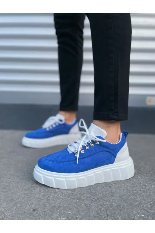 MODE STEP MSTPJY56098346213 Jy010 Cloud Bağcıklı Süet Erkek Günlük Sneaker Ayakkabı Sbt Mavi/beyaz