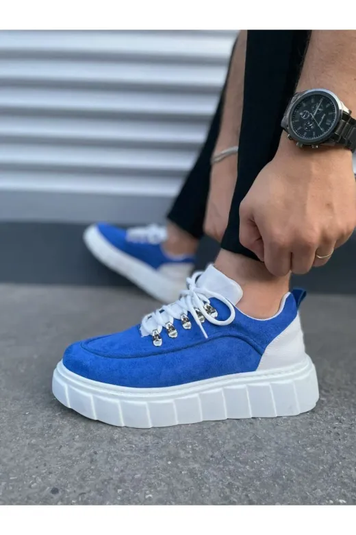 MODE STEP MSTPJY56098346213 Jy010 Cloud Bağcıklı Süet Erkek Günlük Sneaker Ayakkabı Sbt Mavi/beyaz