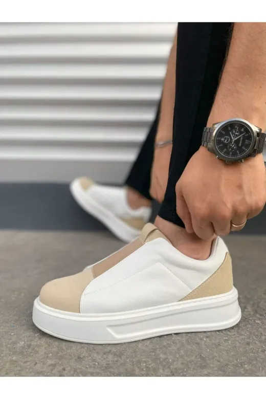 MODE STEP MSTPJY74840964212 Jy007 Alba Bağcıksız Süet Cilt Erkek Günlük Sneaker Ayakkabı Scbt Bej/beyaz