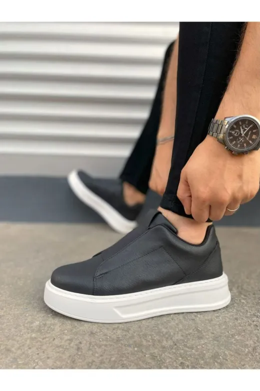 MODE STEP MSTPJY74840964215 Jy007 Alba Bağcıksız Cilt Erkek Günlük Sneaker Ayakkabı Cbt Siyah