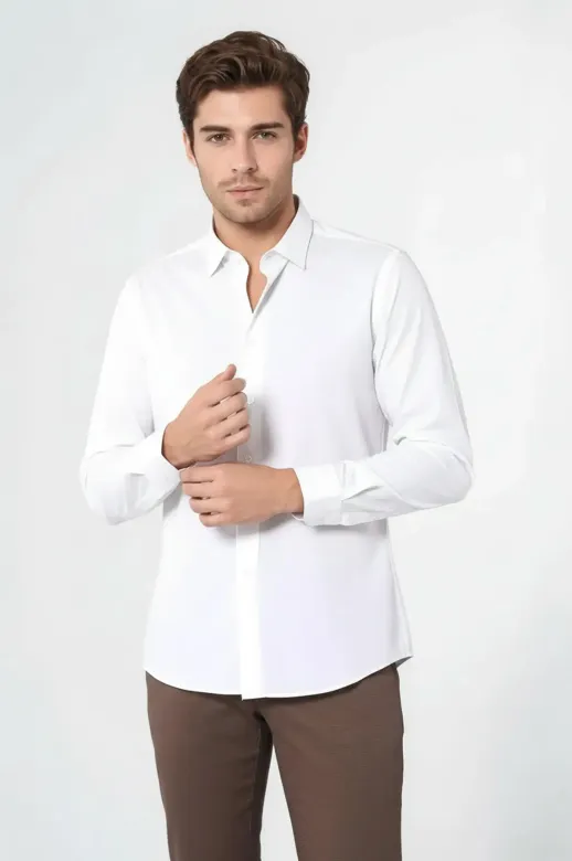 Modelli Slimfit Krem Gömlek - Wessi - S / Krem