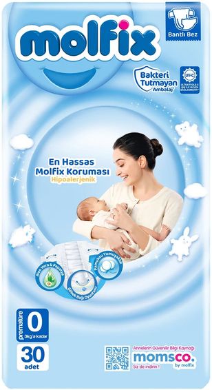 Molfix Bebek Bezi 0 Beden 0-3 KG Prematüre 30 Adet Ekonomik