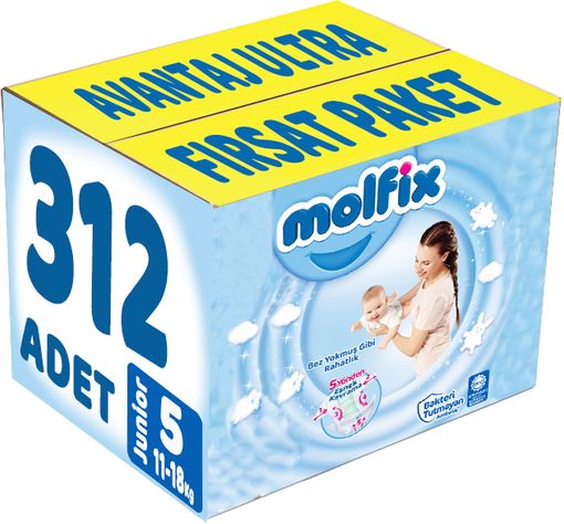 Molfix Bebek Bezi 5 Beden 11-18 KG Junior 312 Adet Avantaj Ultra Fırsat Pk