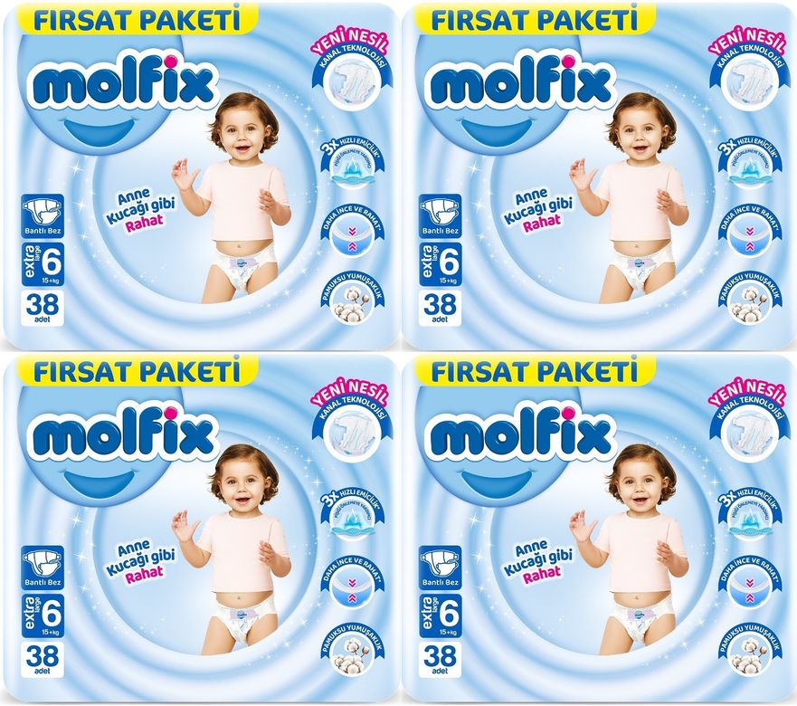 Molfix Bebek Bezi 6 Beden 15+ KG Extra Large 152 Adet Avantaj Fırsat Pk