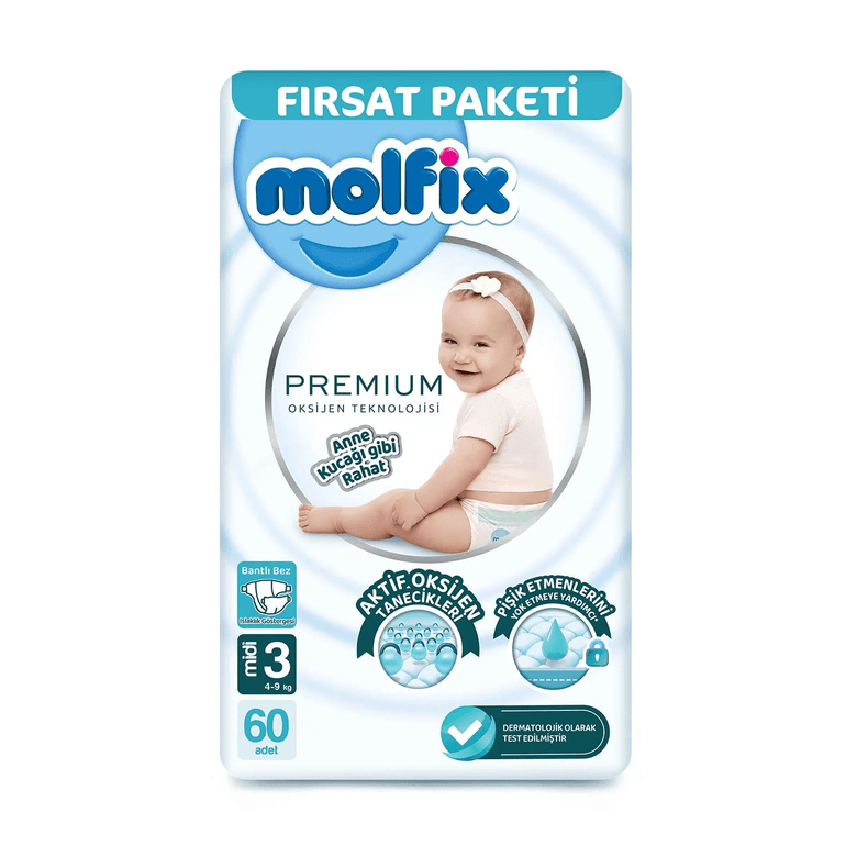 Molfix HGFJHHJFG335HGH Premium Fırsat, 3 Beden 60 Adet