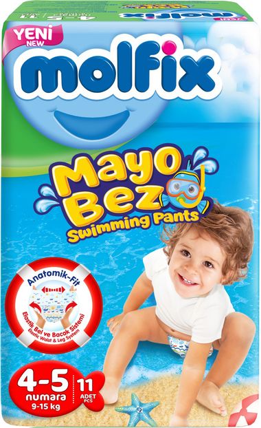 Molfix Swimming Pants Külot Mayo Bez Beden 4-5 (9-15 KG) 11 Adet Tekli Paket