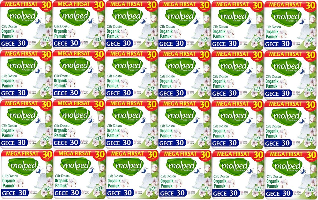 Molped Pure&Soft Hijyenik Ped Gece 720 (24PK*30) Adet Mega Pk