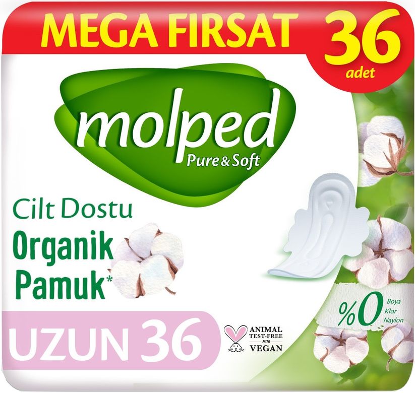 Molped Pure&Soft Hijyenik Ped Uzun 36 Adet Mega Pk