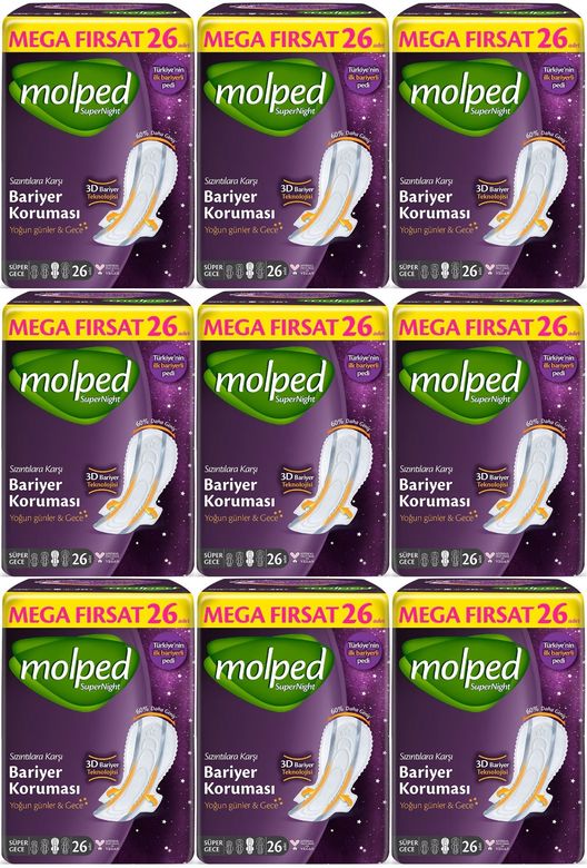 Molped Süper Night Hijyenik Ped Süper Gece 234 Adet Mega Fırsat Pk