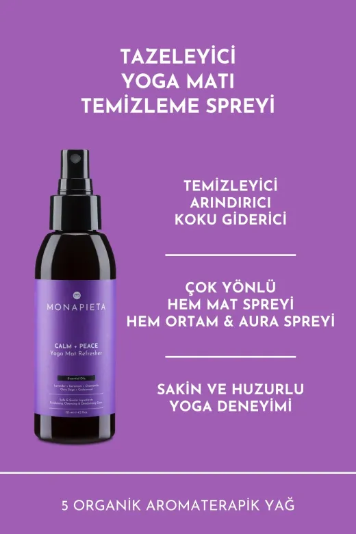 Monapieta MNPT25/2 Tazeleyici Yoga Matı Temizleme Spreyi | Yenileyici & Koku Giderici | Sakin & Huzurlu Aura | 125 Ml