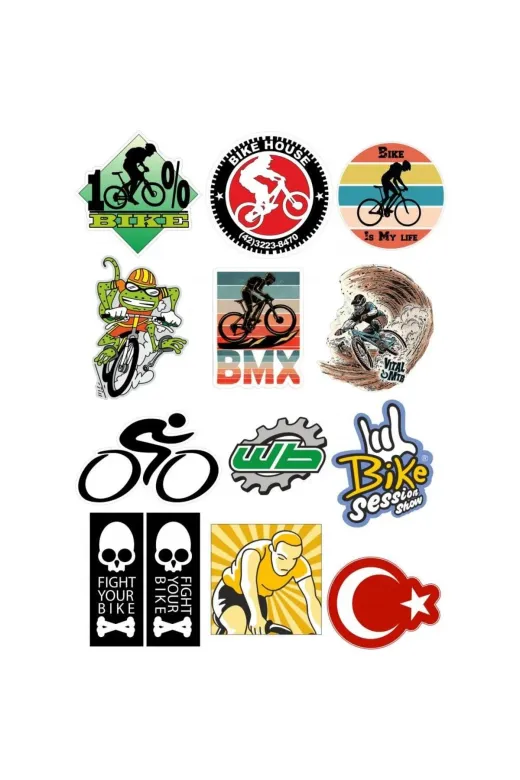 Monero BIKE01 Dağ Bisikleti A4 Sticker Seti 12 Parça