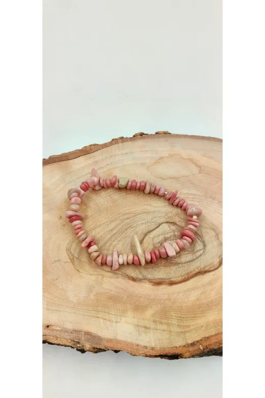 Moony Stone RDNTKRKBLK Rodonit Kırık Taş Doğal Taş Kadın Bileklik