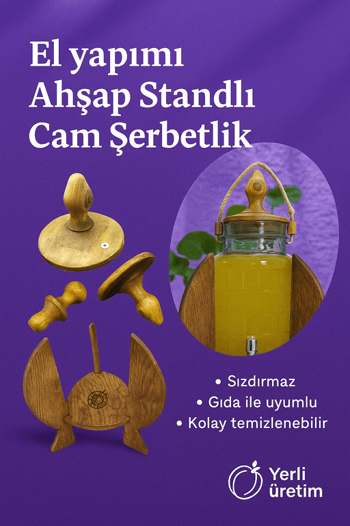 Mor Kayısı MRK-S444 Standlı Musluklu Cam Şerbetlik -Damacana - Sebil 6 Lt