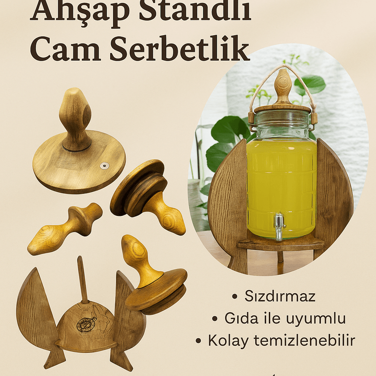 Mor Kayısı MRK-S444 Standlı Musluklu Cam Şerbetlik -Damacana - Sebil 6 Lt