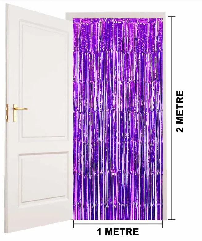 Mor Renk Ekstra Metalize Parlak Saçaklı Arka Fon Perde İthal A Kalite 1x2 Metre (4745)