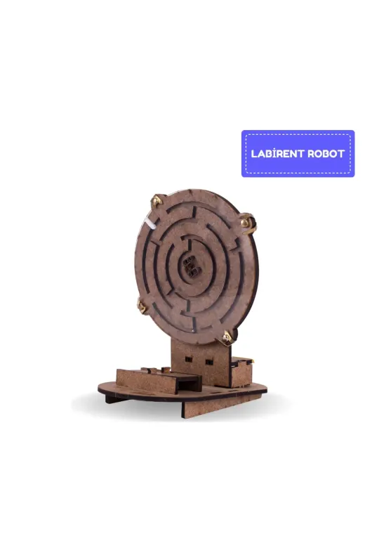 morMaker RMSAK000020 Labirent Robot Eğitici Kendin Yap Ahşap Oyuncak Hareketli Stem-A Algoritma Oyunu