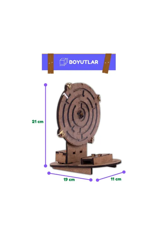 morMaker RMSAK000020 Labirent Robot Eğitici Kendin Yap Ahşap Oyuncak Hareketli Stem-A Algoritma Oyunu