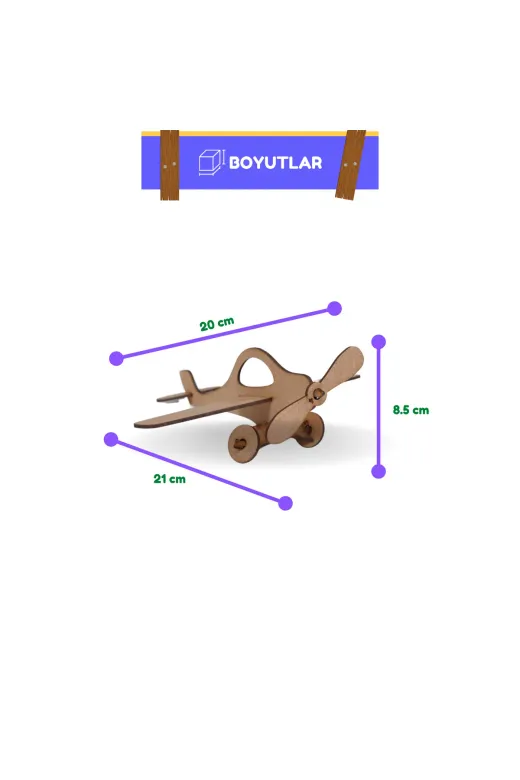 morMaker RMSAK0016 Ahşap Tayyare Maket | Kendin Yap Ahşap Oyuncak | Stem-A Eğitim Seti