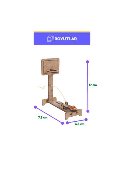 morMaker RMSAK0018 Ahşap Mancınık Basket Potası | Eğitici Kendin Yap Ahşap Oyuncak | Stem-A Eğitim Seti