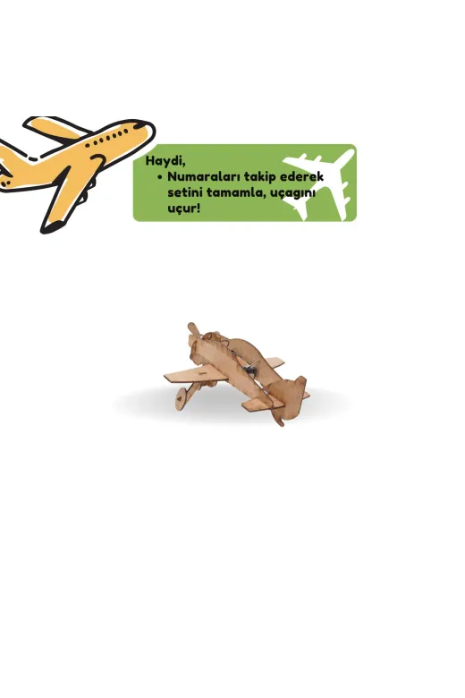 morMaker RMSAM0008 Pilli Pervaneli Uçak | Eğitici Kendin Yap Ahşap Oyuncak | Stem-A Eğitim Seti
