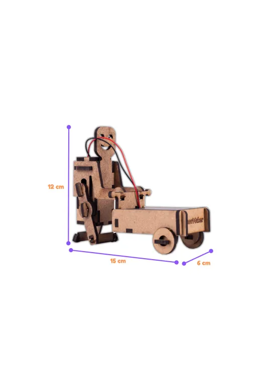 morMaker RMSAM002 Sepetli Robot Dc Motorlu Ahşap Oyuncak Stem-A Seti