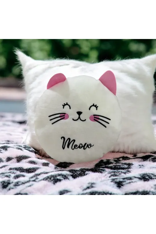 MOS STORE MOS-0120 Kedili H2O Ve Peluş Kedi Yastik Sevgiliye Arkadaşa Hediye