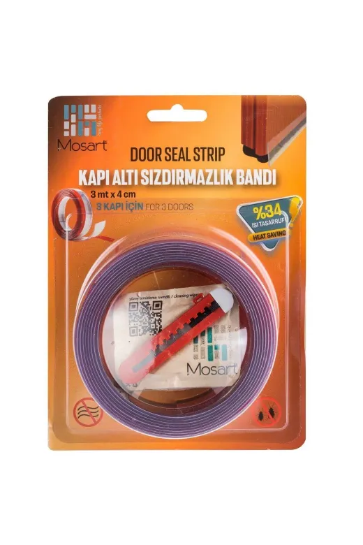 Mosart MC1456734 Kapı Altı Rüzgar Önleyici Şeffaf Isı Yalıtım Bandı 3 Metre. Toz, Soğuk Ve Haşere Geçirmez