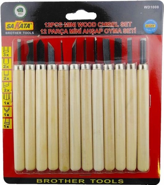 motto ticaret 123781136 Mey İthalat Sakata Wd 1008 Ahşap Oyma Seti 12 Parça
